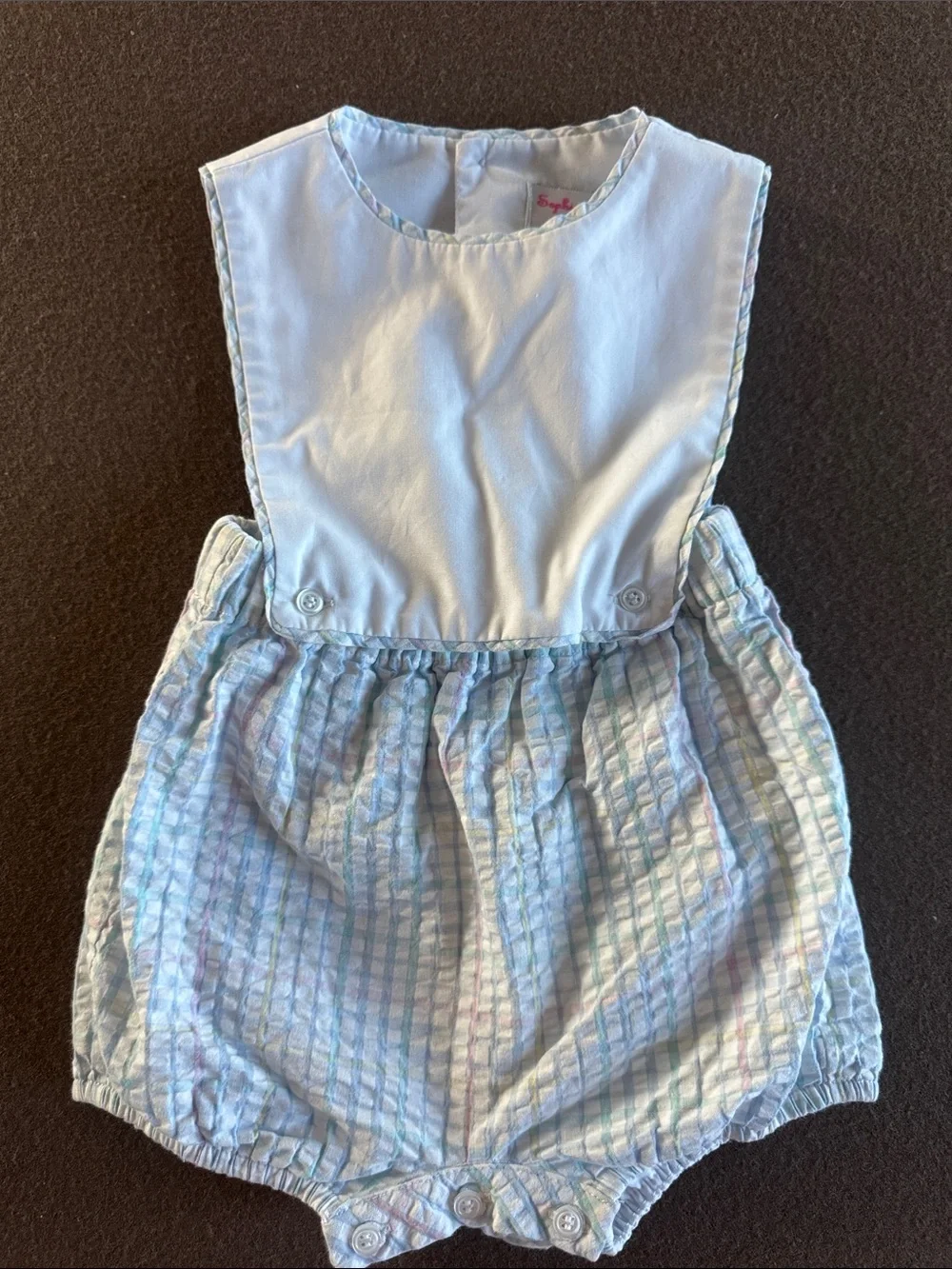 Light Blue Seersucker Diaper Cover Romper - Classic Baby Style